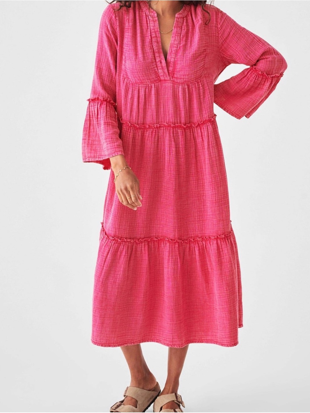 Faherty Pink Tiered Vida xxl Dress